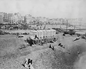 Foto de 8x10 de máquinas de baño victorianas de 1864 Brighton Beach - Imagen 1 de 1