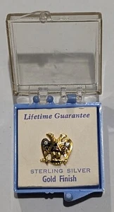 Spilla vintage rito scozzese 32° grado argento sterling finitura oro aquila nuova!!!!!! - Foto 1 di 3