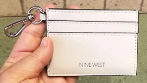 NINE WEST CREDIT CARD HOLDER W/LOBSTER CLAW HOOK/CLASP 4X3 ID LICENSE BEIGE TAN - Picture 1 of 6