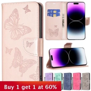 Butterfly Flip wallet Phone Case For iPhone 16 15 14 Pro Max Plus 13 11 12 Cover - Picture 1 of 11
