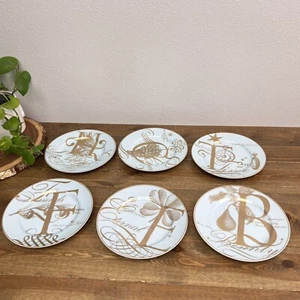 Williams Sonoma Time Circa 2000 Dessert Plates Millennium New Year Blue & Gold - Picture 1 of 7