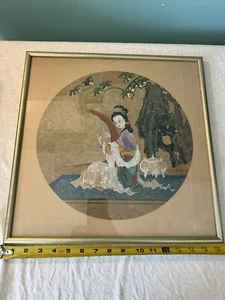 Pintura gouache vintage firmada por Wong - Imagen 1 de 3