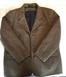 LL Bean Primaloft 100% Shetland Wool Brown Herringbone Tweed Sport Coat 46 Tall - Picture 1 of 11