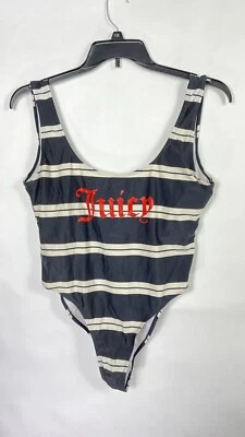 Traje de baño para mujer Juicy Couture Beach Royalty 1 pieza rayas negro talla XL.    Foto 1 de 4