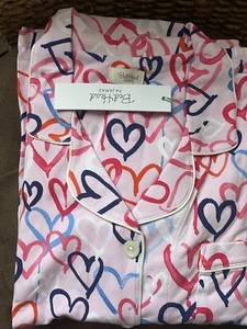 NWT BEDHEAD Cotton Blend Lightweight Pink Hearts Love Pajamas X-Large - Picture 1 of 4