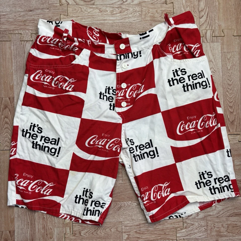70’s VTG Coca-Cola Shorts Button-Fly All-Over Print 4-Pocket It’s The Real Thing - Image 1 of 4