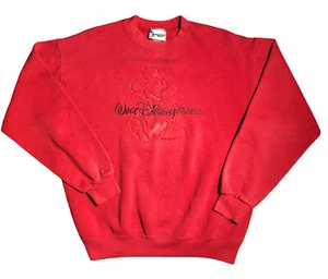 Walt Disney Adult Size M Mickey Mouse Crewneck Pullover Sweatshirt Red VINTAGE - Picture 1 of 6