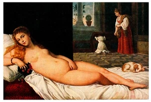 Alte Postkarte - Venus vom kleinen Hund von Tizian - Florenz, Italien - unbenutzt - Bild 1 von 2