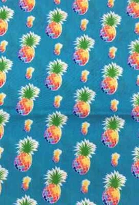Pineapples on Blue - Poly/Cotton Broadcloth Fabric - Picture 1 of 1