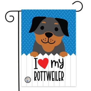 ROTTWEILER dog GARDEN FLAG I Love my Rottweiler double sided Yard decor - Picture 1 of 3