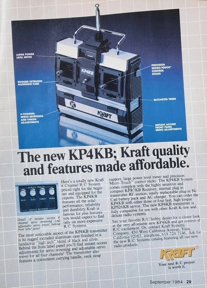 Kraft KP4KB Radio System Vintage 1986 Print Ad Wall Decor - Image 1 of 1