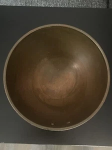 Vintage Copper Mixing Bowl Rolled Edge Hanging Hook Aged Patina Decor - Picture 1 of 5