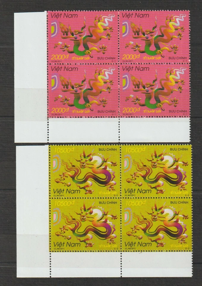 Estampillas de Vietnam 2011 bloque 4 año del dragón Scott # 3426-3427 MNH   Foto 1 de 1
