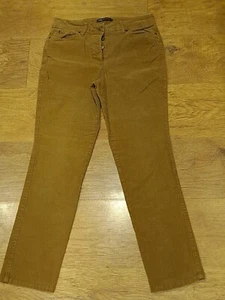 M & S, UK 8, W27" L27", Stretch Slim Olive Corduroy Jeans Rise 10", Hem 12" vgc - Picture 1 of 6