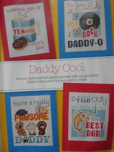 4 Father's Day Cards cross stitch charts designed by Maria Diaz - Picture 1 of 1