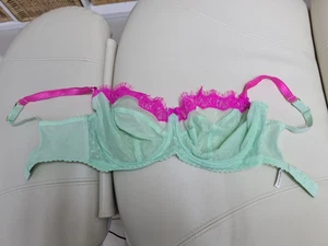 Mimi Holliday Bra 32G Pale Green With Cerise Lace Good Condition - Picture 1 of 14