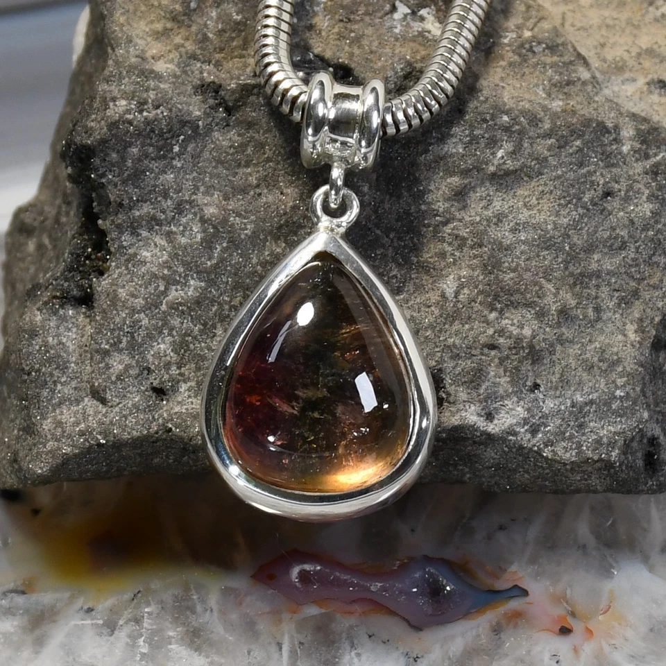 Turmalin Anhänger, 925er Silber, Edelsteinanhänger (15733), mehrfarbig - Bild 1 von 1