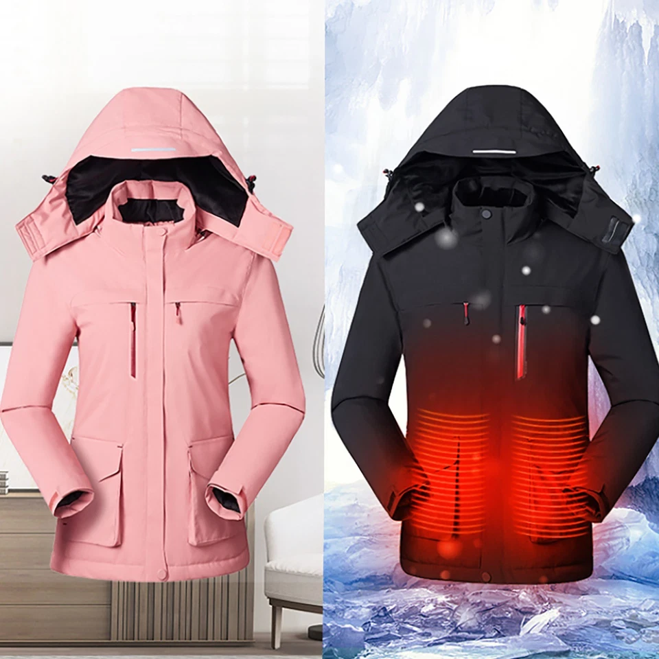 MARKENLOS Damen Heizjacke Winter – Beheizbar mit Kapuze – Warme Heizjacke Mantel