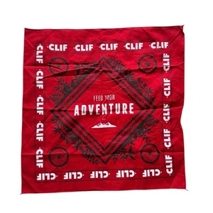 Clif Bar “Feed Your Adventure” Red/Black 21”x21” Bandana With Chain link Print - Picture 1 of 5