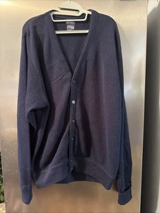 Vintage puritanblaue Strickjacke Pullover Gr. XL Opa Lehrer 100% Acrilico - Bild 1 von 4