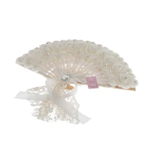 Wedding Handheld Fan Bride Lace Flower Decorative Non-Foldable Fan - Picture 1 of 7