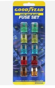 Juego de fusibles de coche mini hoja Good Year 20x 7,5A 10A 15A 20A 30A para coche furgoneta camión Bi - Imagen 1 de 10