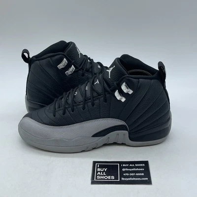 Size 6.5Y - Nike Air Jordan 12 Retro GS Black Wolf Grey White (153265-010) - Image 1 of 4