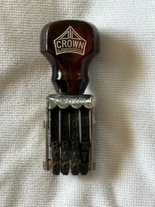 VINTAGE CROWN FOUR NUMBER ROW RUBBER PRICING INK STAMP USED MADE IN THE U.S.A. - Picture 1 of 4