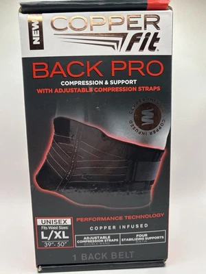 Copper Fit Black Back Pro Compression & Support Adjustable Straps L / XL NEW — 第 1/3 张图片
