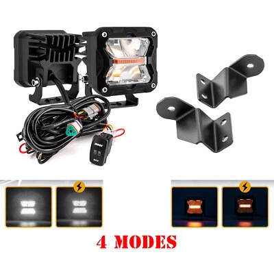 Cápsulas LED blancas ámbar de 3"" + soportes de pilar A + cable DT para Polaris Ranger 570 900 XP Foto 1 de 4
