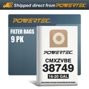 POWERTEC 9PK Bags for Craftsman 16-20 Gal Shop Vac, Replacement Filter Bags - Picture 1 of 7
