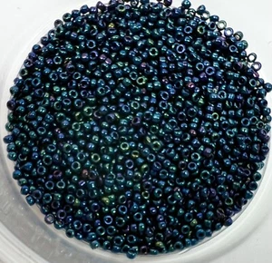 SIZE 15/0 ~ METALLIC DK BLUE IRIS ~ 8 Grams ~ GLASS SEED BEADS LOT - Picture 1 of 1