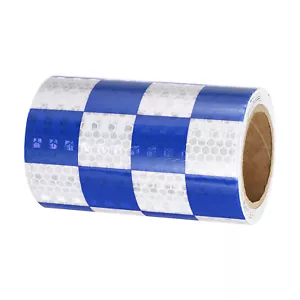 Reflective Tape, 1Roll 10 Ftx4-Inch Safety Tape, Square Blue White - Picture 1 of 7