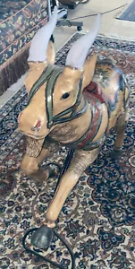 Large Colorful Hand Carved Ram Goat Large Mexican Folk Art RARE - Picture 1 of 9