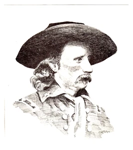 George Armstrong Custer — Chet Phillips Digital Woodcut, 8" x 10" - Picture 1 of 1