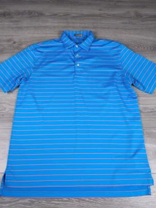 Peter Millar Summer Comfort Men's L Golf Polo Blue Striped - Picture 1 of 10
