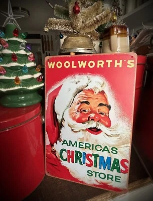 Santa Woolworth's Store Vintage style Advertising Metal Sign 12”X8” Christmas - Image 1 of 4