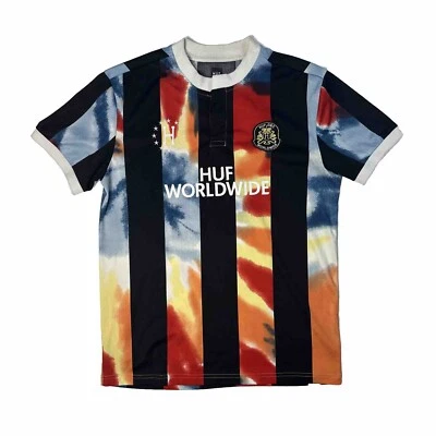 Camiseta deportiva de fútbol HUF Worldwide talla mediana azul negra RARA FUTBOL 02 Foto 1 de 4