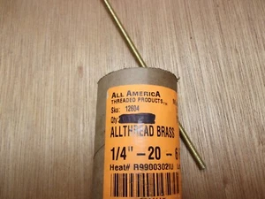 1/4-20 X 12" Solid Brass Fully Threaded Rod Stud 360 Alloy All Thread USA - Picture 1 of 8
