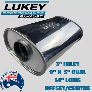 3" Lukey Stainless Steel Sports Exhaust Muffler 9x5" Oval 14" long Offset/Centre - Picture 1 of 8