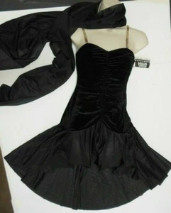 Ruched Latin Velvet spandex w/underleotard DANCE BALLROOM W/Scarf Dress costume - Picture 1 of 8