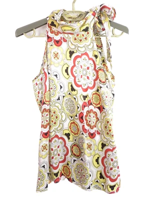 Top halter de seda brillante ligero para mujer HAROLD'S multicolor geo talla S Foto 1 de 4