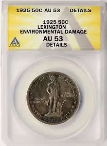 1925 Lexington Silver Half Dollar 50c ANACS AU53 Details - Env't Damage - Picture 1 of 4