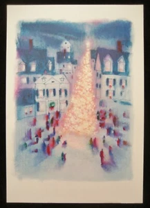Biglietto Auguri Natale Vintage Arte Naïve Città Illuminata Albero di Natale di Sheldon - Foto 1 di 11