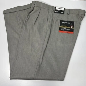 Axist Dress Pant Mens 38x32 Taupe No Iron Premium Pleated Tailored Straight NWT - Picture 1 of 5