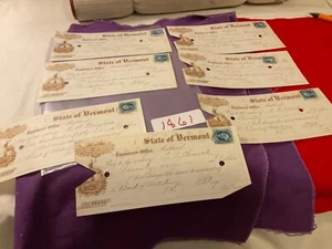 CIVIL WAR 7 WAR TIME ERA VERMONT TREASURY PAYMENTS WASHINGTON TAX STAMPS #1862 - Picture 1 of 21
