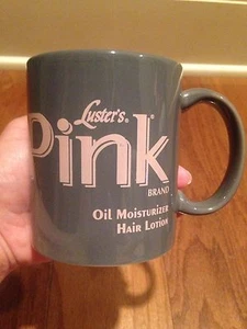 RARE! Vintage LUSTER'S PINK Oil Moisturizer Hair Lotion ADVERTISING Mug Gray - Picture 1 of 6