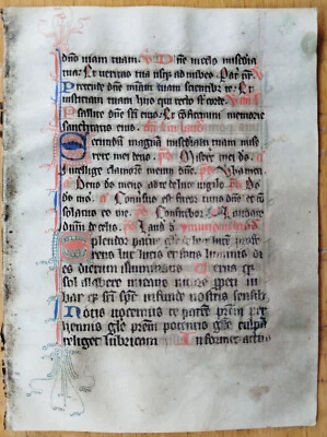 Original Manuscript Leaf on Vellum Prayerbook Fine Initials (C) - 1450 - Image 1 of 2