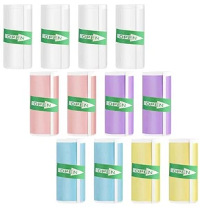 Lot de 12 Rouleaux de Papier Thermique Autocollant - 5 Couleurs - Pour Imprim... - Photo 1/7