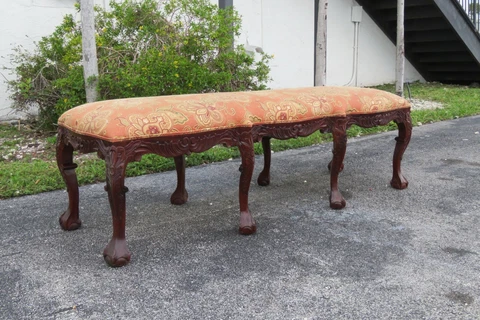 Ball and Claw Feet Extra Long Upholstered Bed End Hallway Bench 2689 Cover